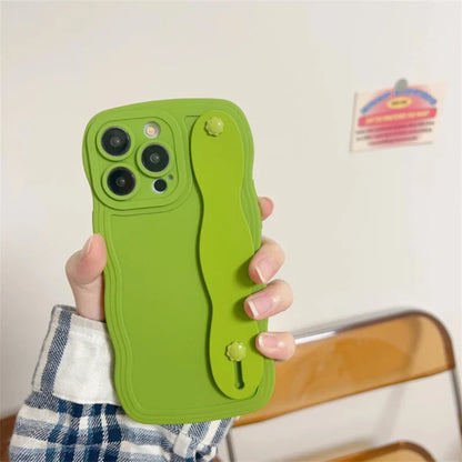 Wavy Edge Shockproof Wrist Strap Case For iPhone