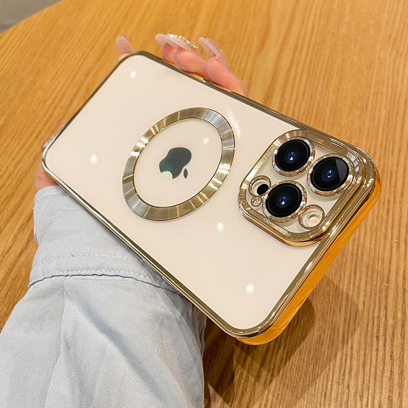 Coque de téléphone antichoc de luxe avec logo transparent pour iPhone