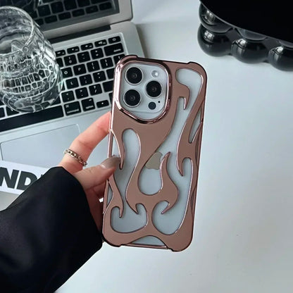 Coque Créative à Flamme Creuse 3D pour iPhone 13 à 16 Pro Max | Design Unique et Protection Antichoc