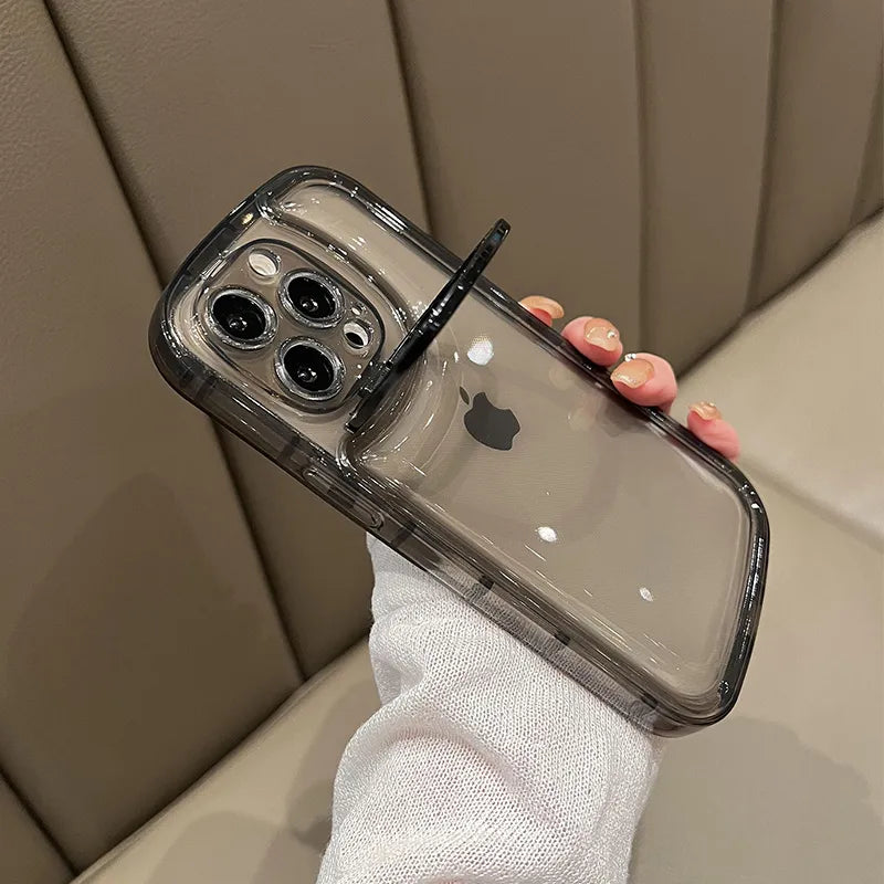 Support de téléphone pliable invisible | Anneau de support – Coque transparente pour iPhone
