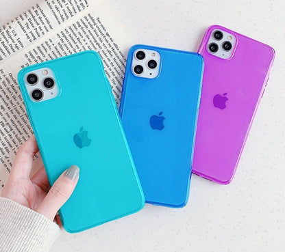 Coque de téléphone transparente de couleur unie fluorescente