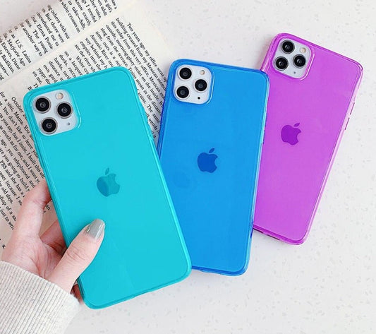 Coque de téléphone transparente de couleur unie fluorescente