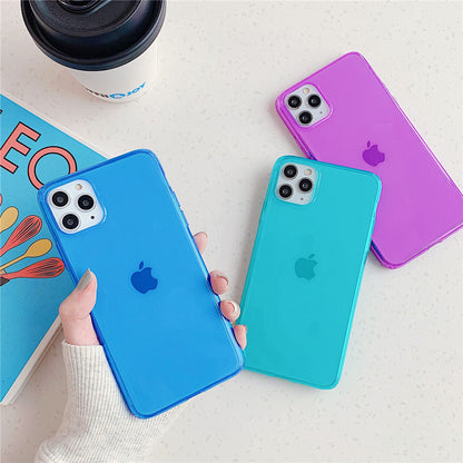 Coque de téléphone transparente de couleur unie fluorescente