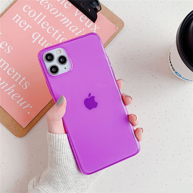 Coque de téléphone transparente de couleur unie fluorescente