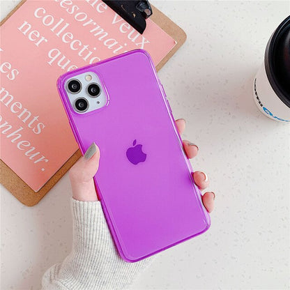 Coque de téléphone transparente de couleur unie fluorescente
