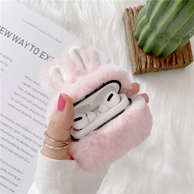 Cute Fluffy Rabbit Ears Case Cover For Apple Airpods