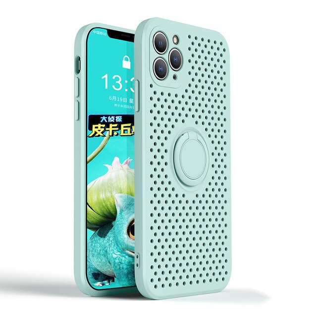 Coque de téléphone HoneyCombe à dissipation thermique avec support pour iPhone