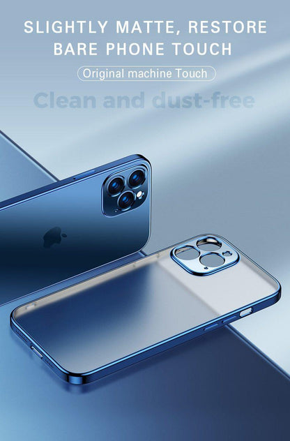 Coque de téléphone transparente de luxe avec cadre carré plaqué pour iPhone