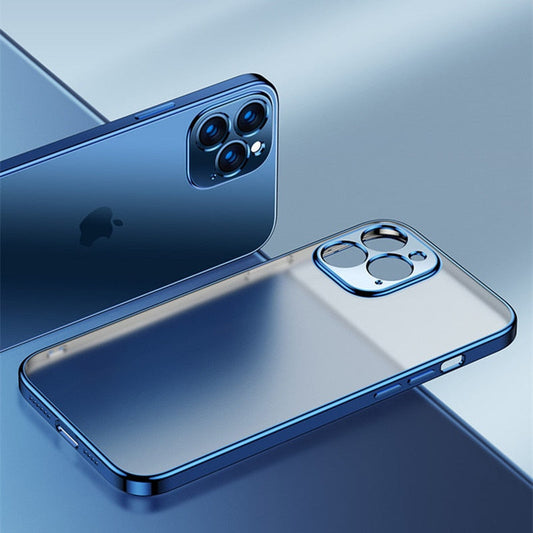 Coque de téléphone transparente de luxe avec cadre carré plaqué pour iPhone