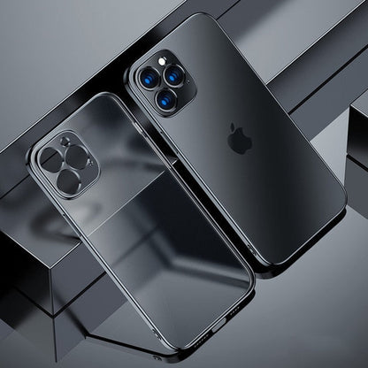Coque de téléphone transparente de luxe avec cadre carré plaqué pour iPhone