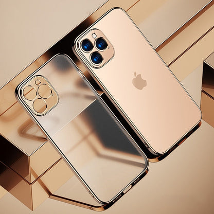 Coque de téléphone transparente de luxe avec cadre carré plaqué pour iPhone
