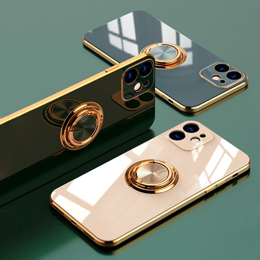 Coque de téléphone de luxe avec anneau plaqué royal pour iPhone