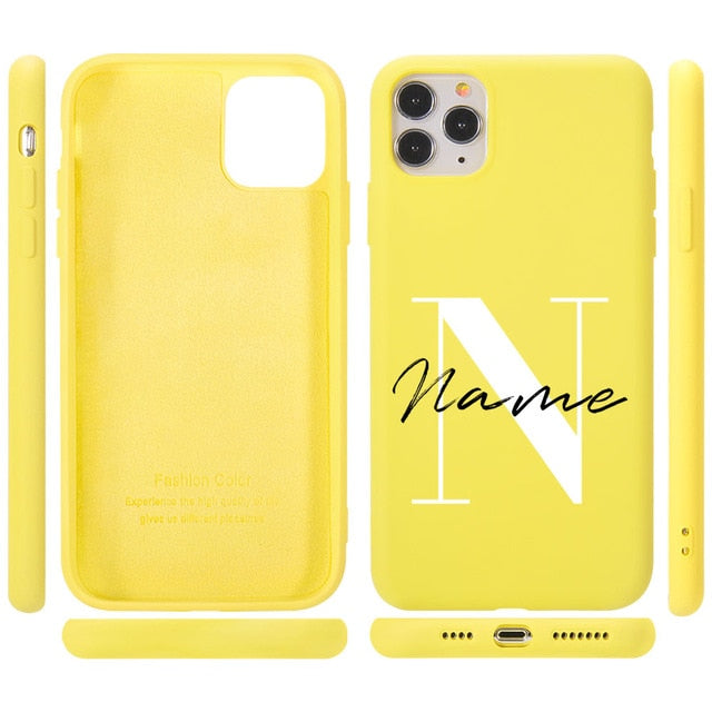 Coque de téléphone en silicone personnalisée avec majuscules et nom pour iPhone